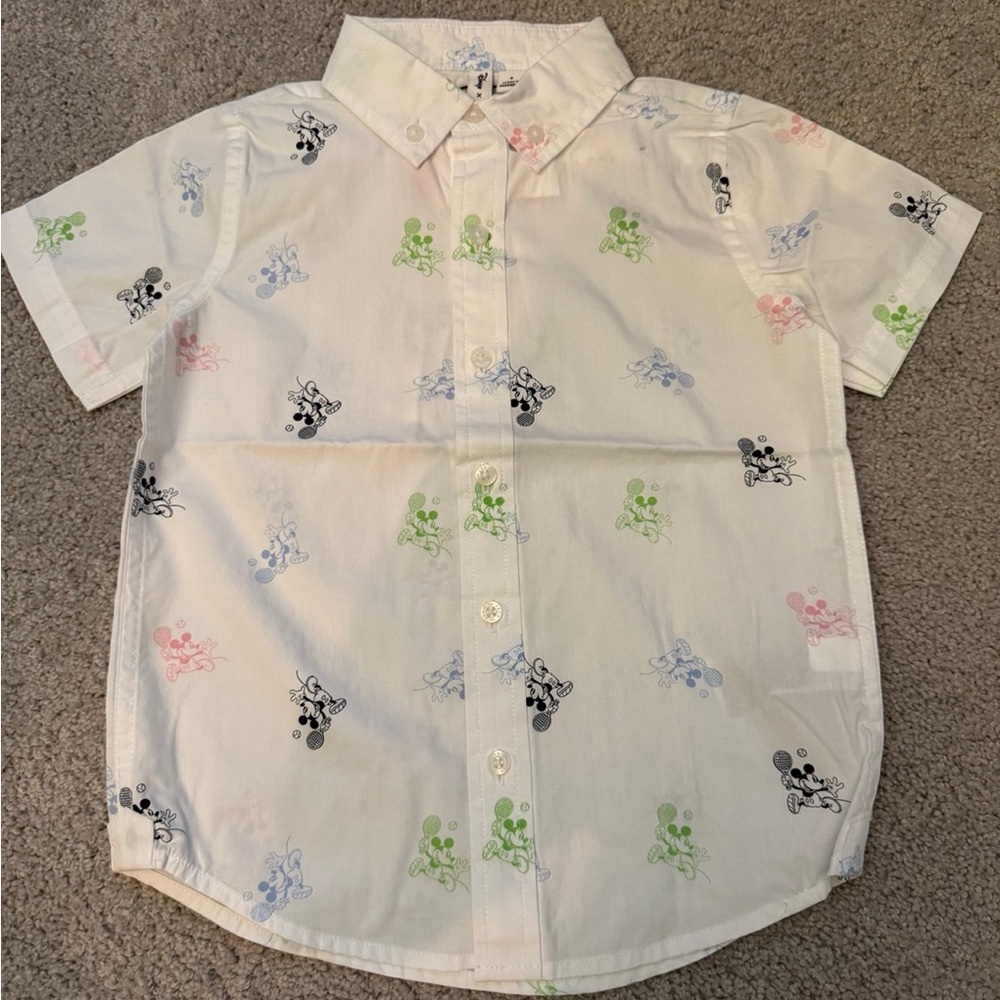NWT Janie and Jack Disney Mickey Mouse Tennis Icon Shirt, White, 4